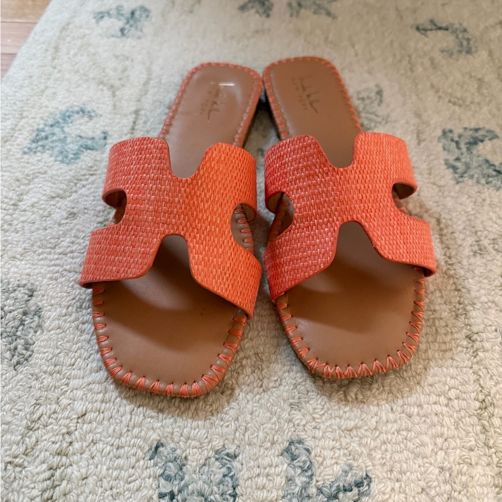 Nicole Miller Coral Orange Slide Sandals